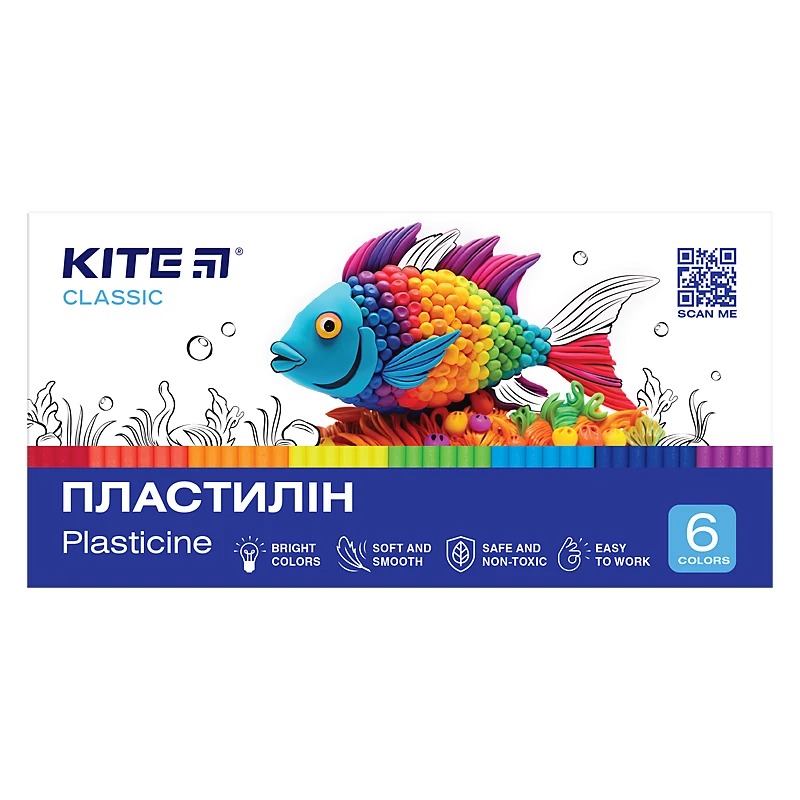 Пластилін восковий "Kite" /K-081/ 6кол., 120г. Classic (67727) (1/40)