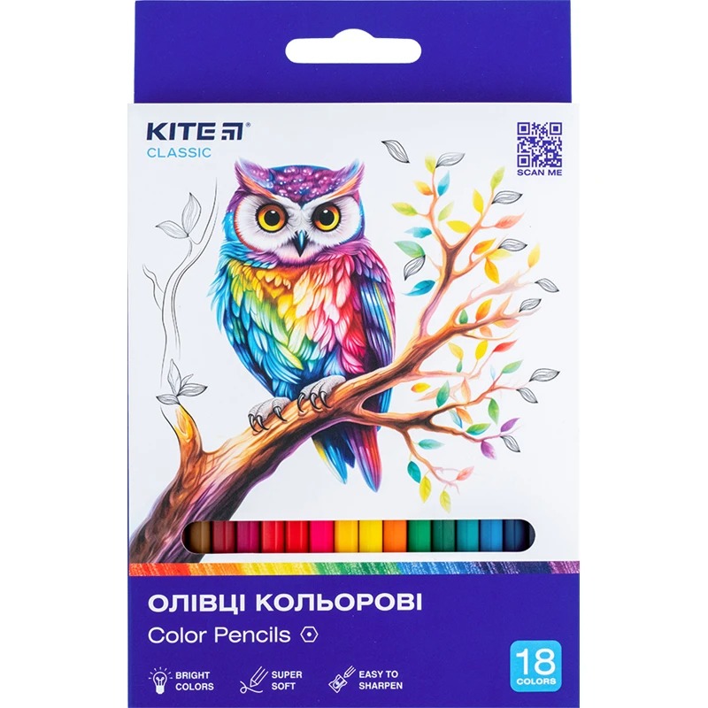 Colored pencils "Kite" 18 col. /K-052/ Classic (67647) (1/8)