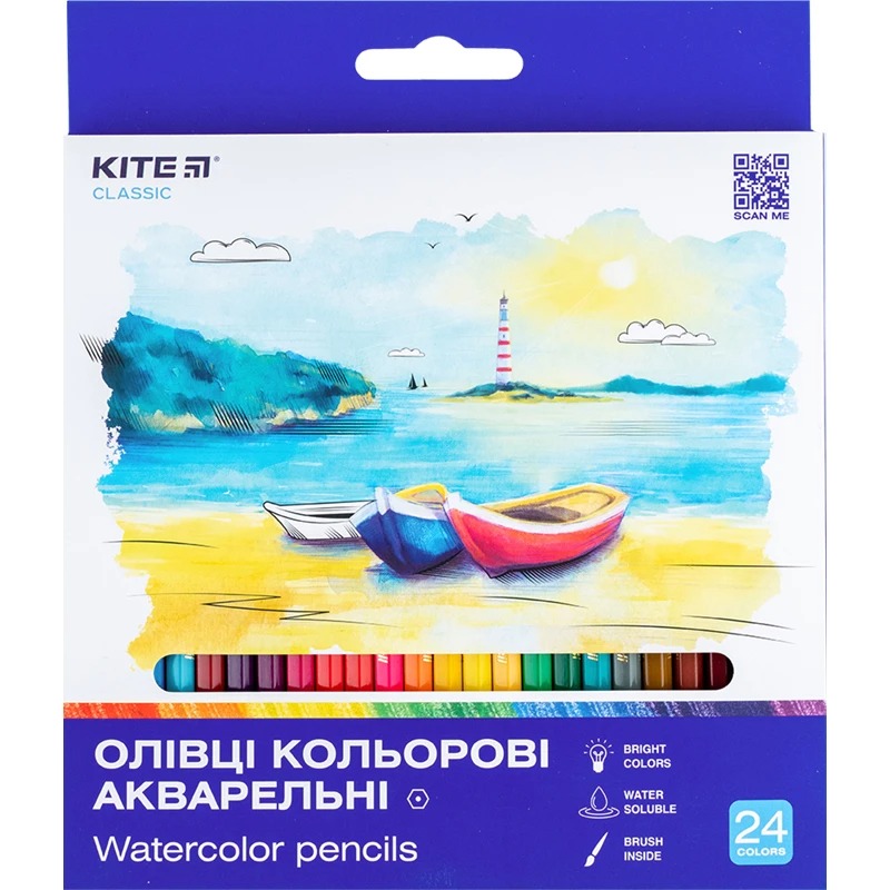 Colored watercolor pencils "Kite" 24 pcs. /K-1050/ Classic (1/6)