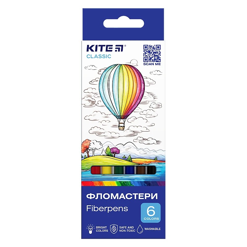 Felt-tip pens "Kite" 6 pcs. /K-446/ Classic (67654) (1/24)