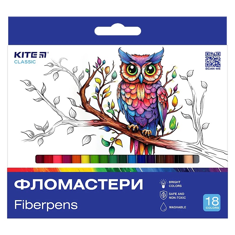 Felt-tip pens "Kite" 18 pcs. /K-448/ Classic (67657) (1/12)