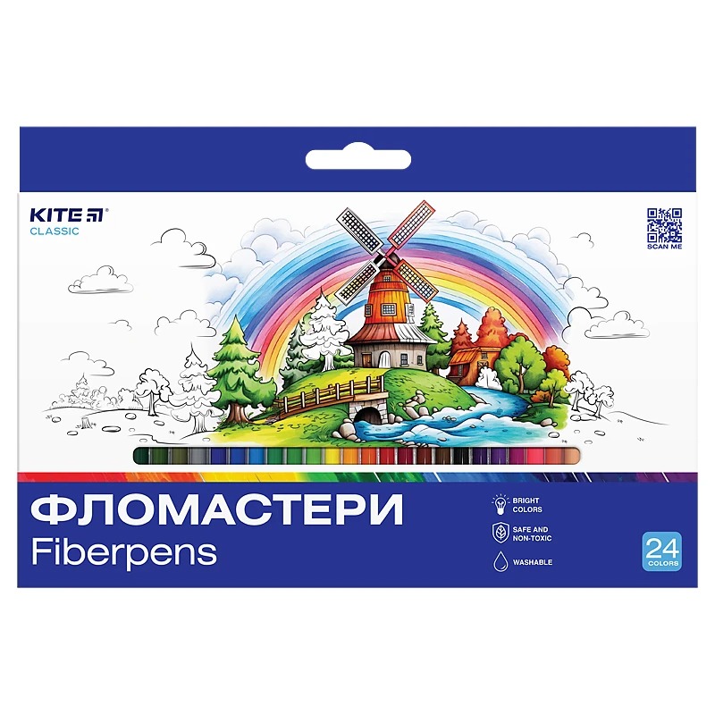 Felt-tip pens "Kite" 24 pcs. /K-456/ Classic (67658) (1/12)