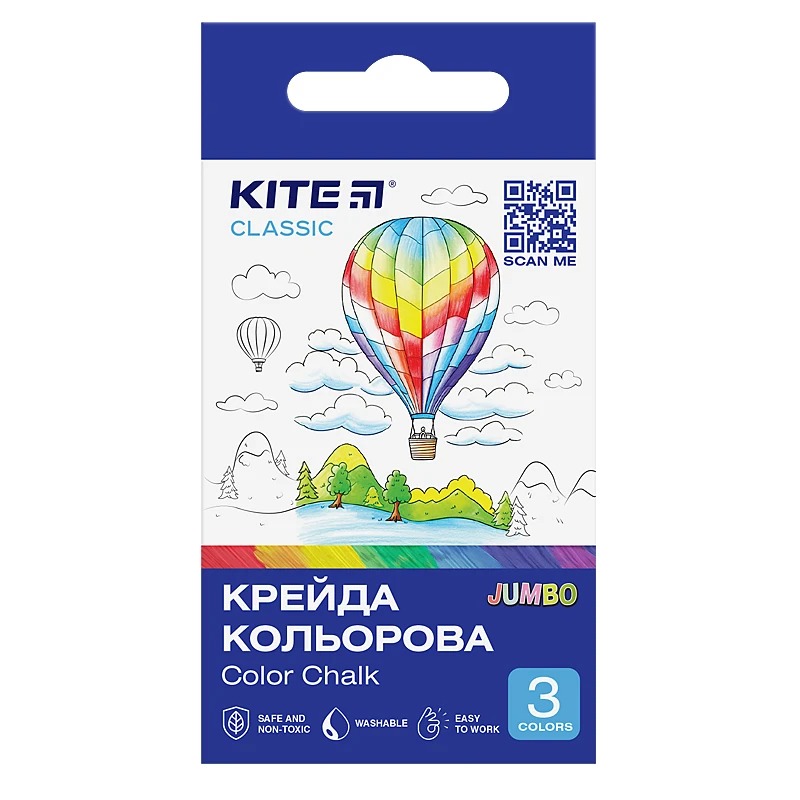Colored chalk 3 colors. "Kite" /K-077/ Classic Jumbo (67633) (1/20)
