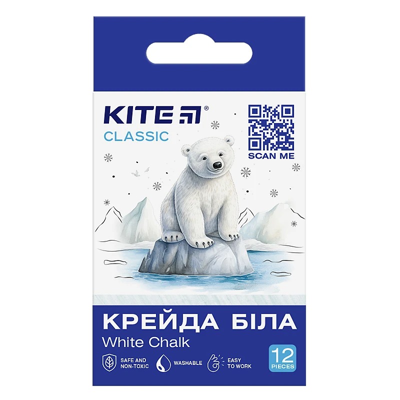 Крейда біла 12шт. "Kite" /K-079-12/ кругла, Classic (67639) (1/12)