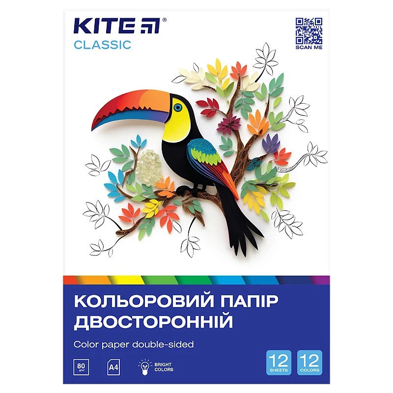 Colored paper "Kite" /K-287/ double-sided A4/(12 sheets/12 circles) Classic (67703) (1/50)