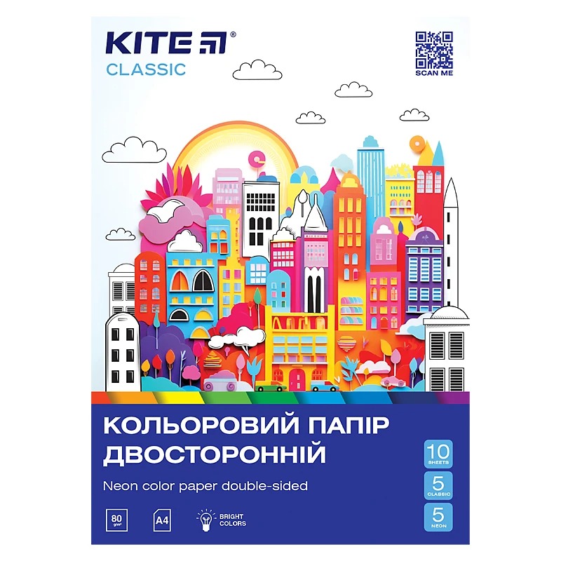 Color paper "Kite" /K-288/ double-sided A4/(10 sheets/5neon+5custom) Classic (67706) (1/50)