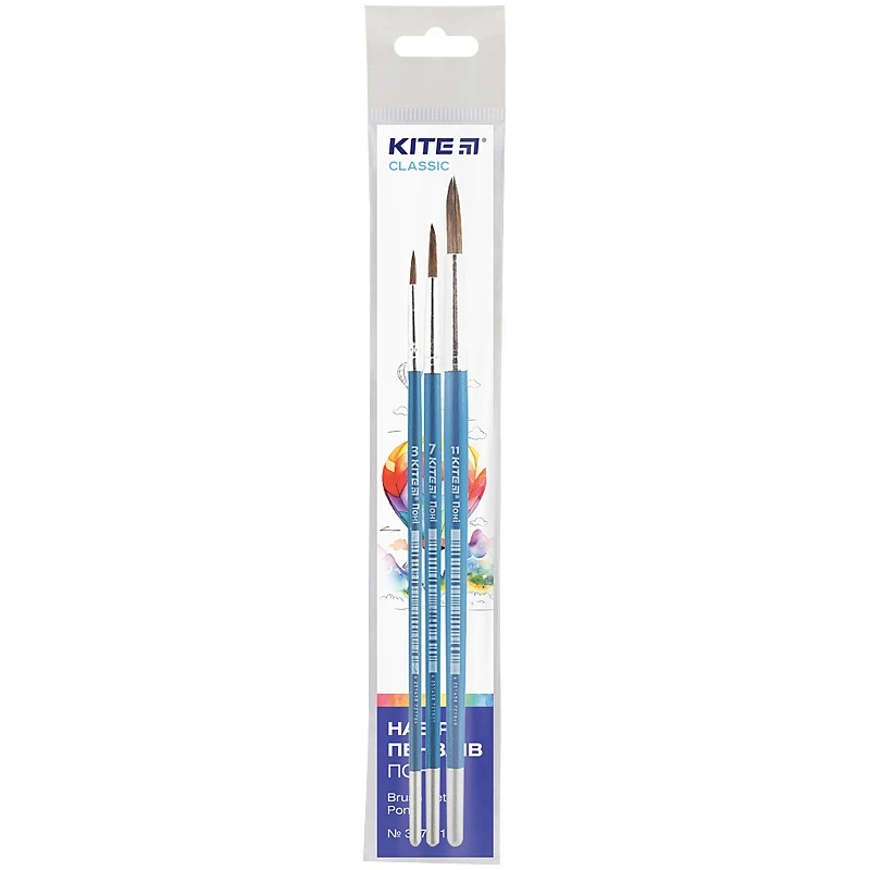 Set of brushes "Kite" /K-342/ 3 pcs, pony round 3,7,11 Classic (67750) (1/50)