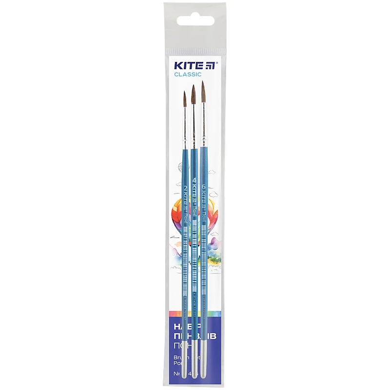 Set of brushes "Kite" /K-343/ 3 pcs, pony round 2, 4, 6 Classic (67751) (1/50)