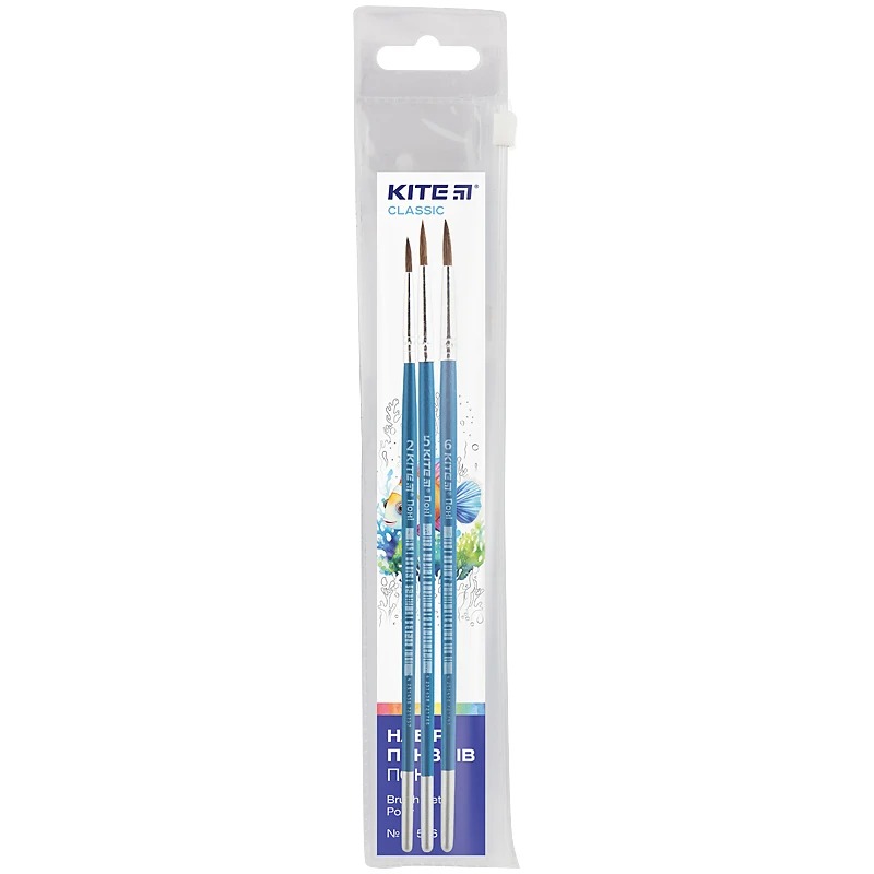 Set of brushes "Kite" /K-348/ 3 pcs, pony round 2,5,6 in Classic case (67755) (1/50)