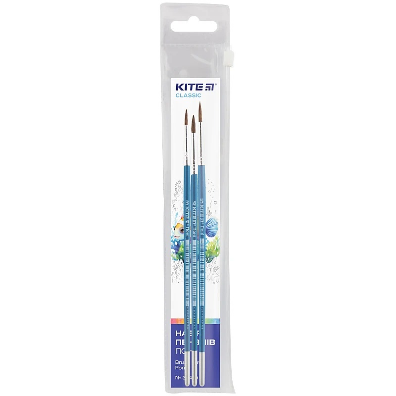 Set of brushes "Kite" /K-349/ 3 pcs, pony round 3,4,5 in Classic case (67757) (1/50)
