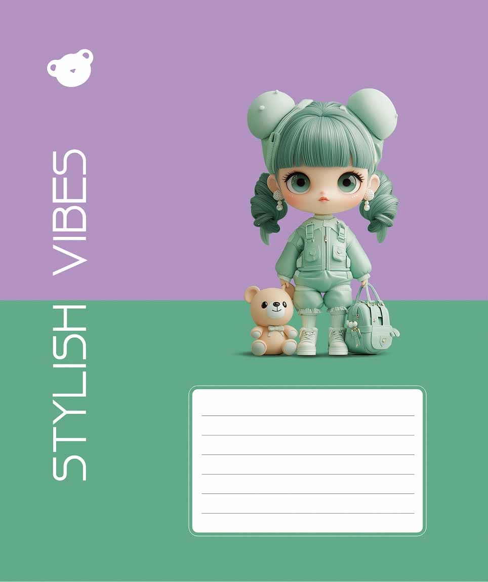 Зошит уч. "Школярик" 18арк.== /3568L/ "Stylish vibes" ВД-лак (дівчинка) (25/250)