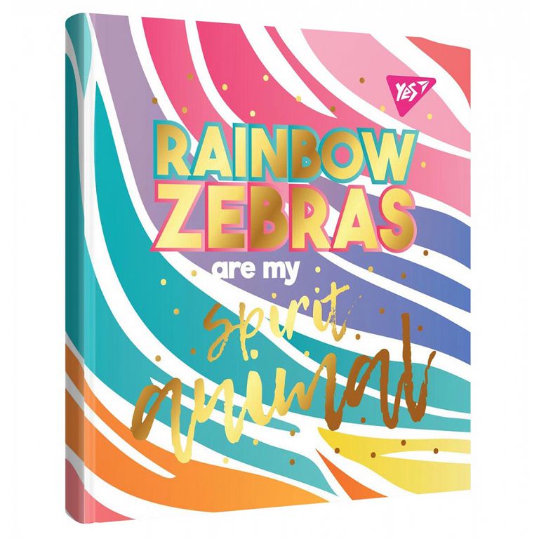 Notebook 150*150/64 # "YES" /151626/ 7BC, double spiral "Rainbow" lam.soft-touch+fol.gold. (3/60)