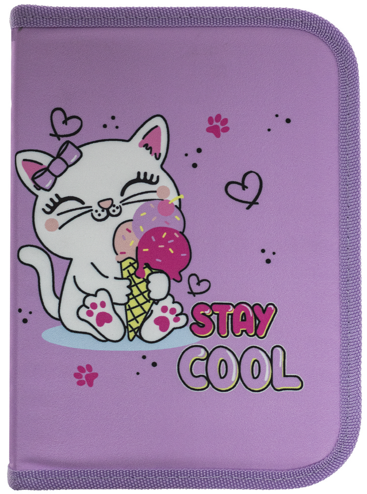 Pencil case "CLASS" /25102C/ pencil case 1 compartment, empty, 1 flap, "Cool Kitten"