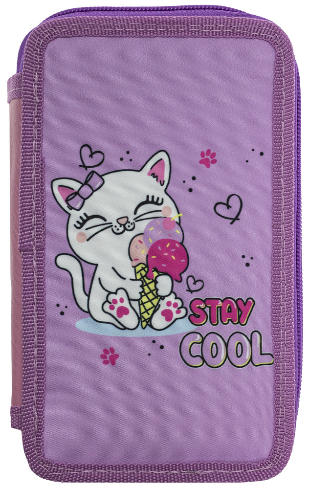 Pencil case "CLASS" /25302C/ pencil case 2 compartments, empty, "Cool Kitten"