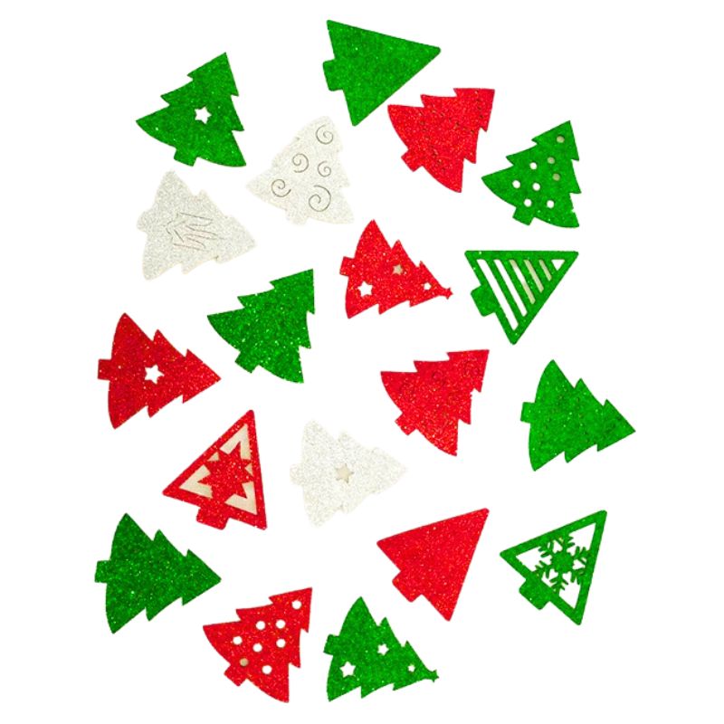 Blank "Diamond handles" /123086/ "Playful Christmas trees", 6 cm, foamiran, 30 pcs in a pack