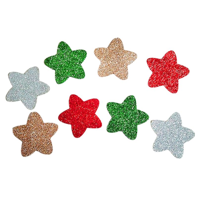 Blank "Diamond pens" /123002/ "Stars with glitter", 5.5 cm, foamiran, 50 pcs in a pack, mix