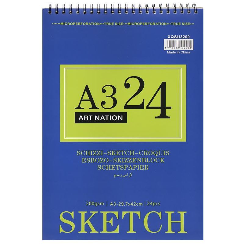 Скетбчук 42*29,7см/24арк "Art Nation" /XQSU3200/ на спіралі, 200 г/м2 (1/24)