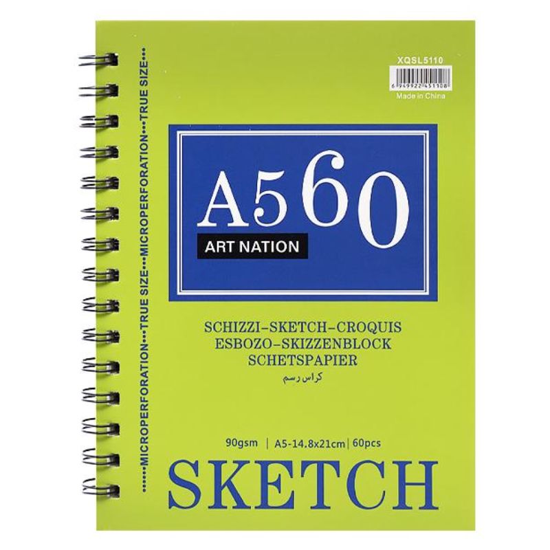 Скетчбук 21*14,8см/60арк "Art Nation" /XQSL5110/ на спіралі, 90 г/м2 (1/96)