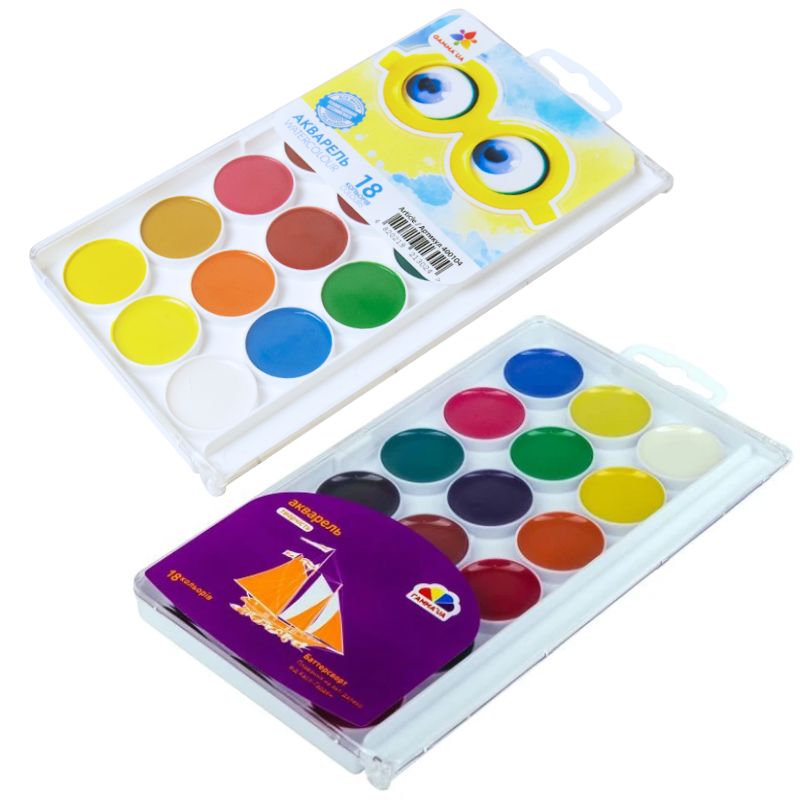 Watercolor "GAMMA'UA" PLAST 18 col. /400104/ b/p (1/12)