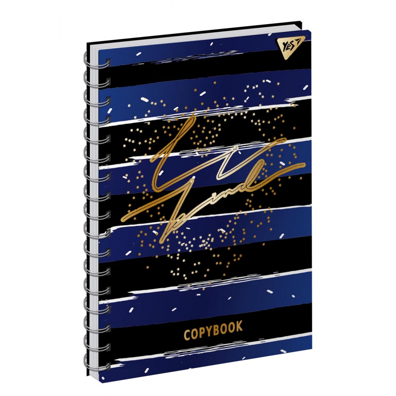 Notepad A6/64 == "YES" /151622/ 7BC "STARS" double-spiral, lam.soft-touch+fol.gold. (3/60)