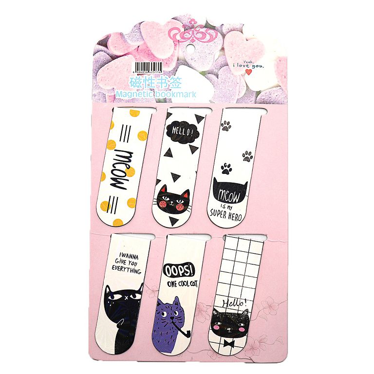 Bookmark-magnet "JO" /HX2271-3/ "Pussy" 6pcs, 6*2cm (1/36/1080)