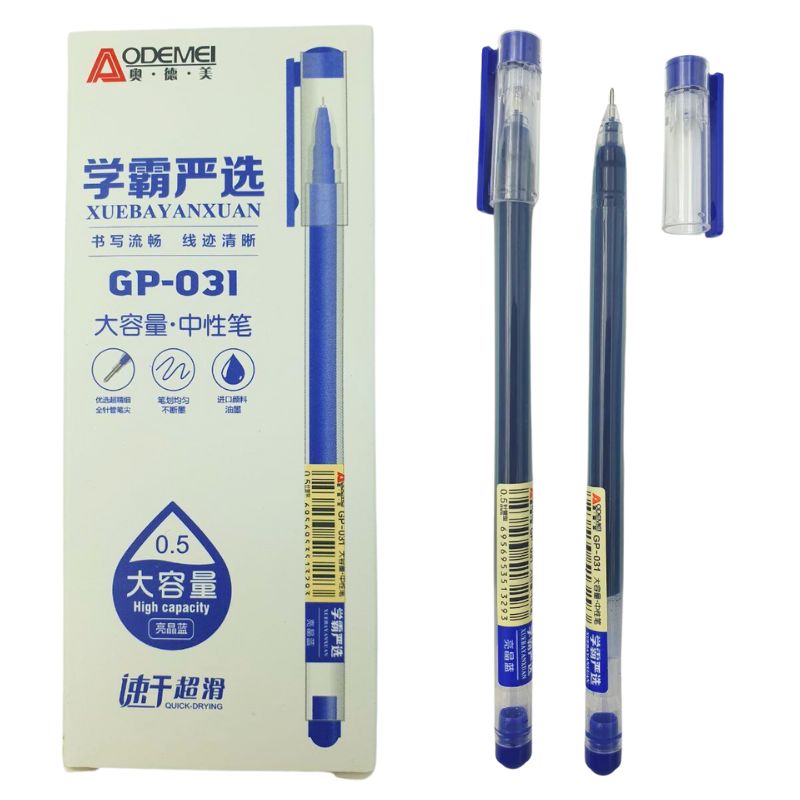 Gel pen "AODEMEI" /GP-031/Bl/ 0.5mm, 1000m, blue (12/144/2880)