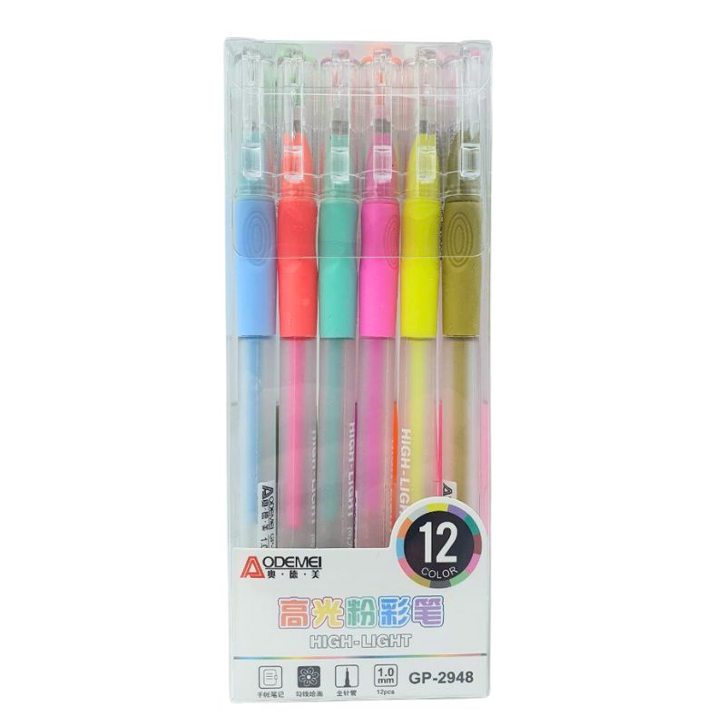 Gel pen "AODEMEI" /GP-2948/ 12 pcs. "Highlight" 1mm, mix (12/144/2304)