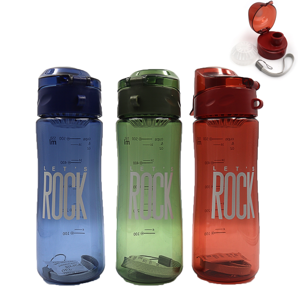 Water bottle "JO" /9180_/ "Rock" 520 ml transparent loop (1/80)