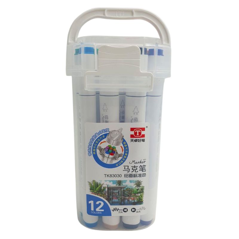 Sketch Marker double-sided "JO" /TK83030-12/ oval, slanted/round. 12 pcs/set layer. container with handle (1/2/60)