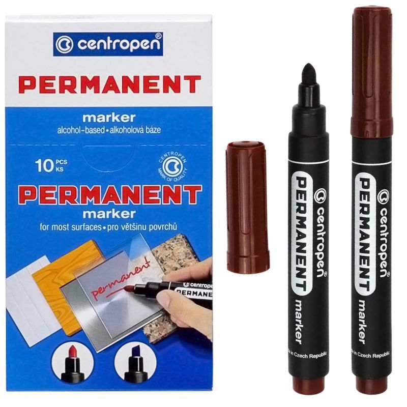 Маркер "Centropen" /8566/07/ перманентний КРУГЛИЙ, коричневий (10/200)