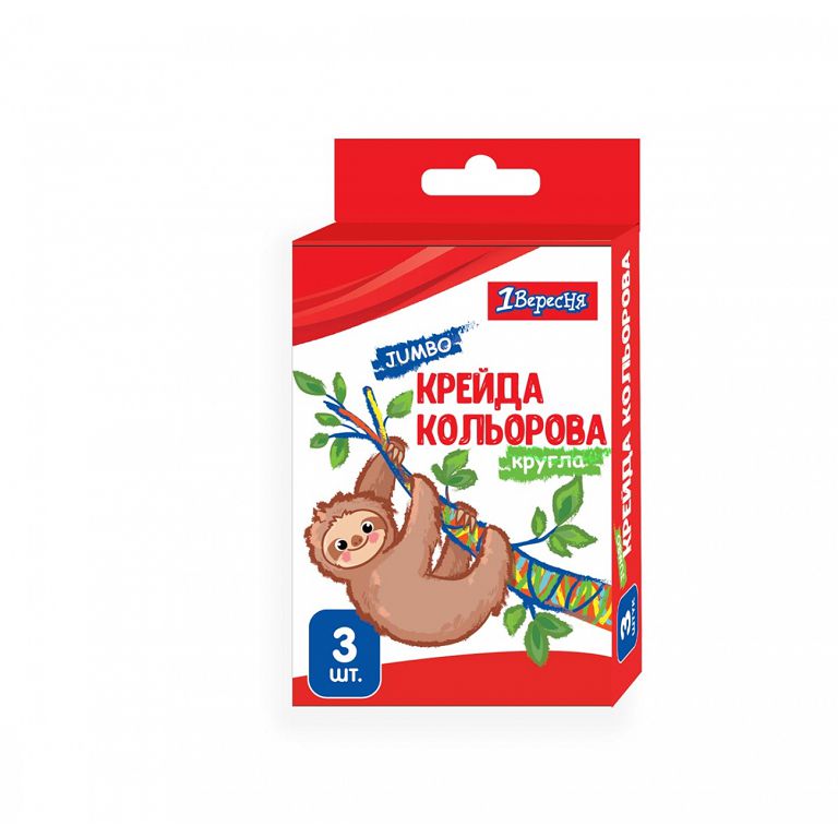 Крейда кольорова 3 шт. JUMBO "1В" /400439/ "Zoo Land" (1/12/120)