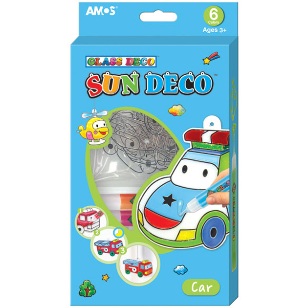 A set of stained glass paints "Amos" /SD10P6-C/ Sun Deco "Machine" 6 pcs.*10.5 ml+6 keychains (1/12)