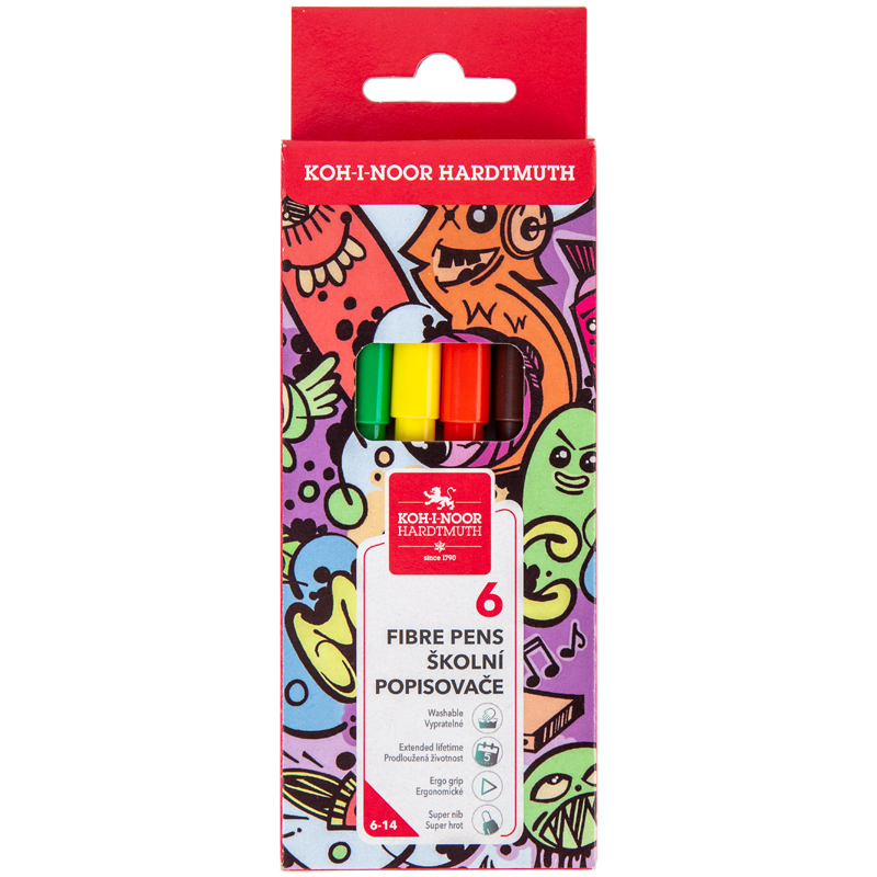 Felt-tip pens "Koh-i-Noor" 6 pcs. /771002/6/ Teenage, cardboard (1/12)