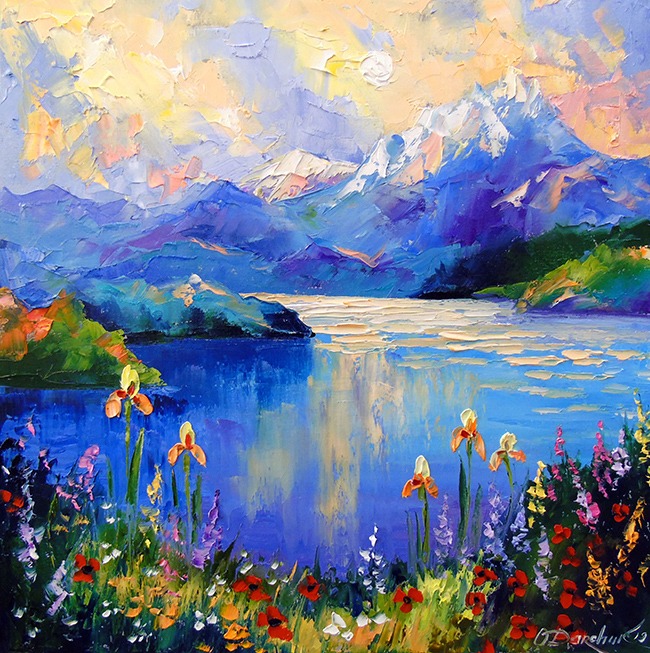 Diamond mosaic "Go to art" /177150/ "Lake in the Alps" 30*30cm