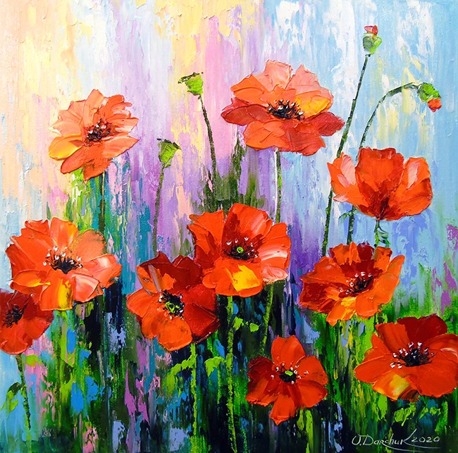 Diamond mosaic "Go to art" /177151/ "Poppies in the field" 30*30cm