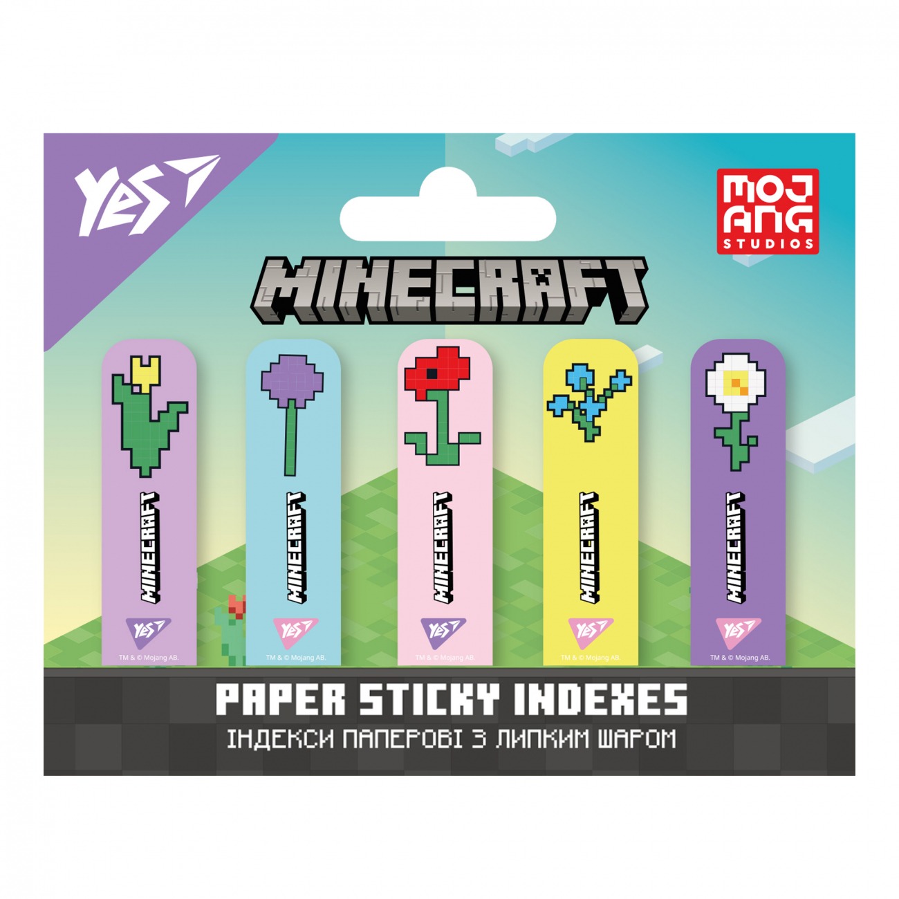 Індекс регістри "YES " /170439/ ПАПЕРОВІ "Minecraft.Spring", 55*22мм  (5диз.*20арк.) (1/24/288)