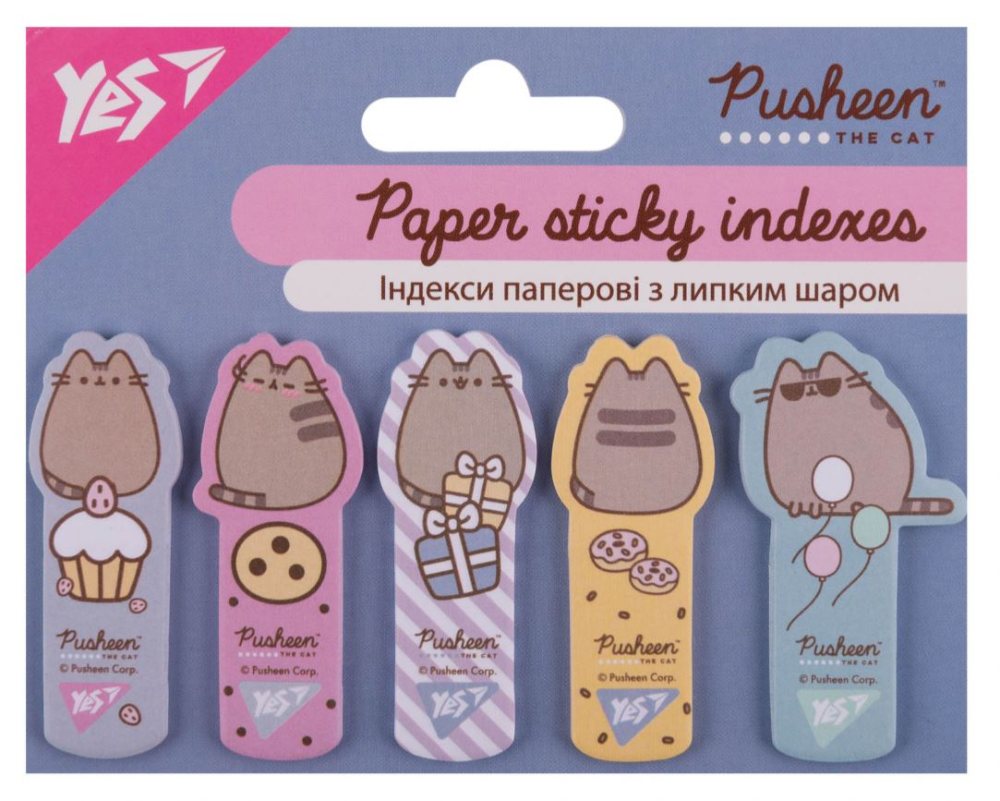 Index registers "YES" /170438/ PAPER "Pusheen", 55*22mm (5 sheets*20 sheets) (1/24/288)