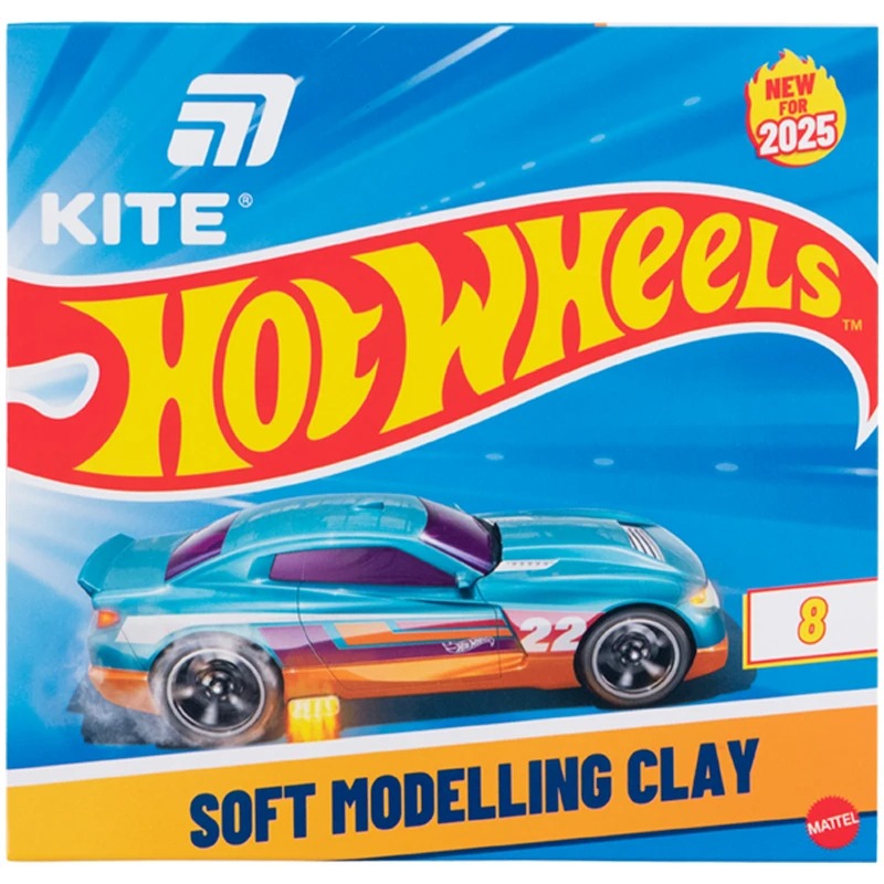 Пластилін восковий "Kite" /HW25-082/  8 кольорів, 160 г. Hot Wheels (1/60)