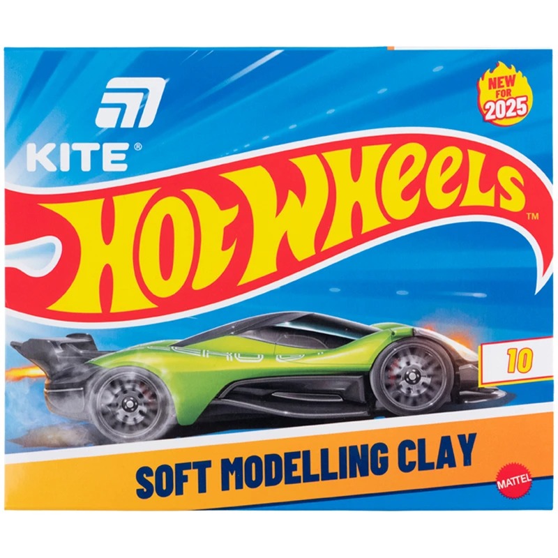 Пластилін восковий "Kite" /HW25-084/  10 кольорів, 200 г. Hot Wheels (1/45)