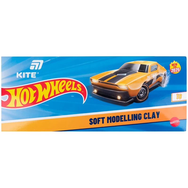 Пластилін восковий "Kite" /HW25-085/  18 кольорів, 360 г. Hot Wheels (1/32)