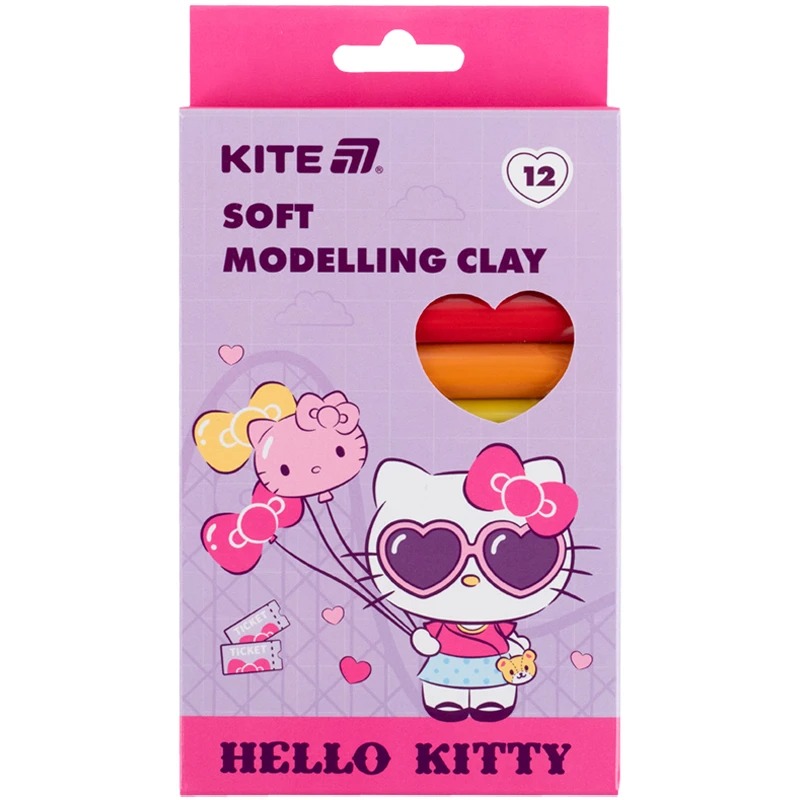 Пластилін восковий "Kite" /HK25-086/  12 кольорів, 200 г. Hello Kitty (1/30)