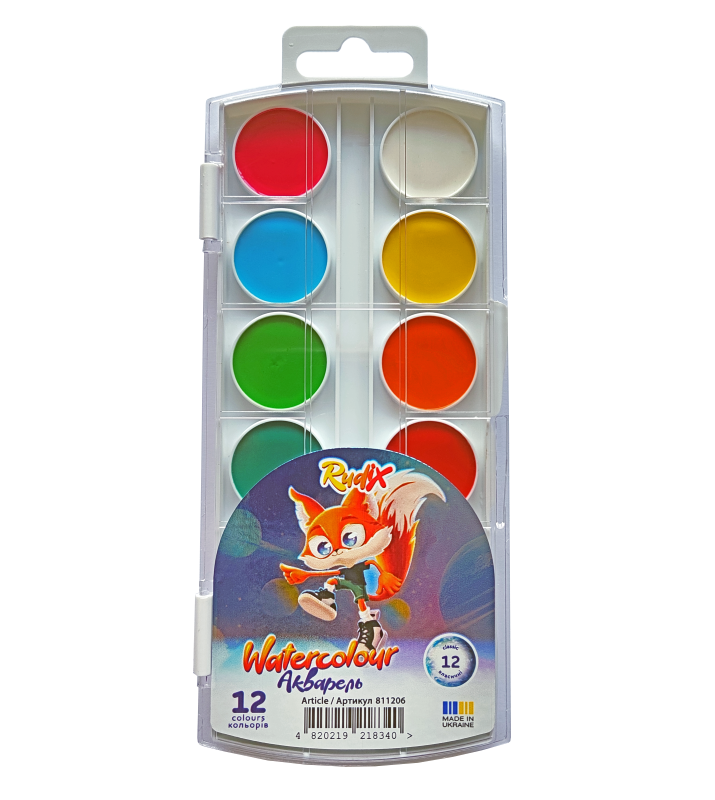 Watercolor "RUDIX" PLASTIC 12 col. /811206/ b/p Boy (1/12)
