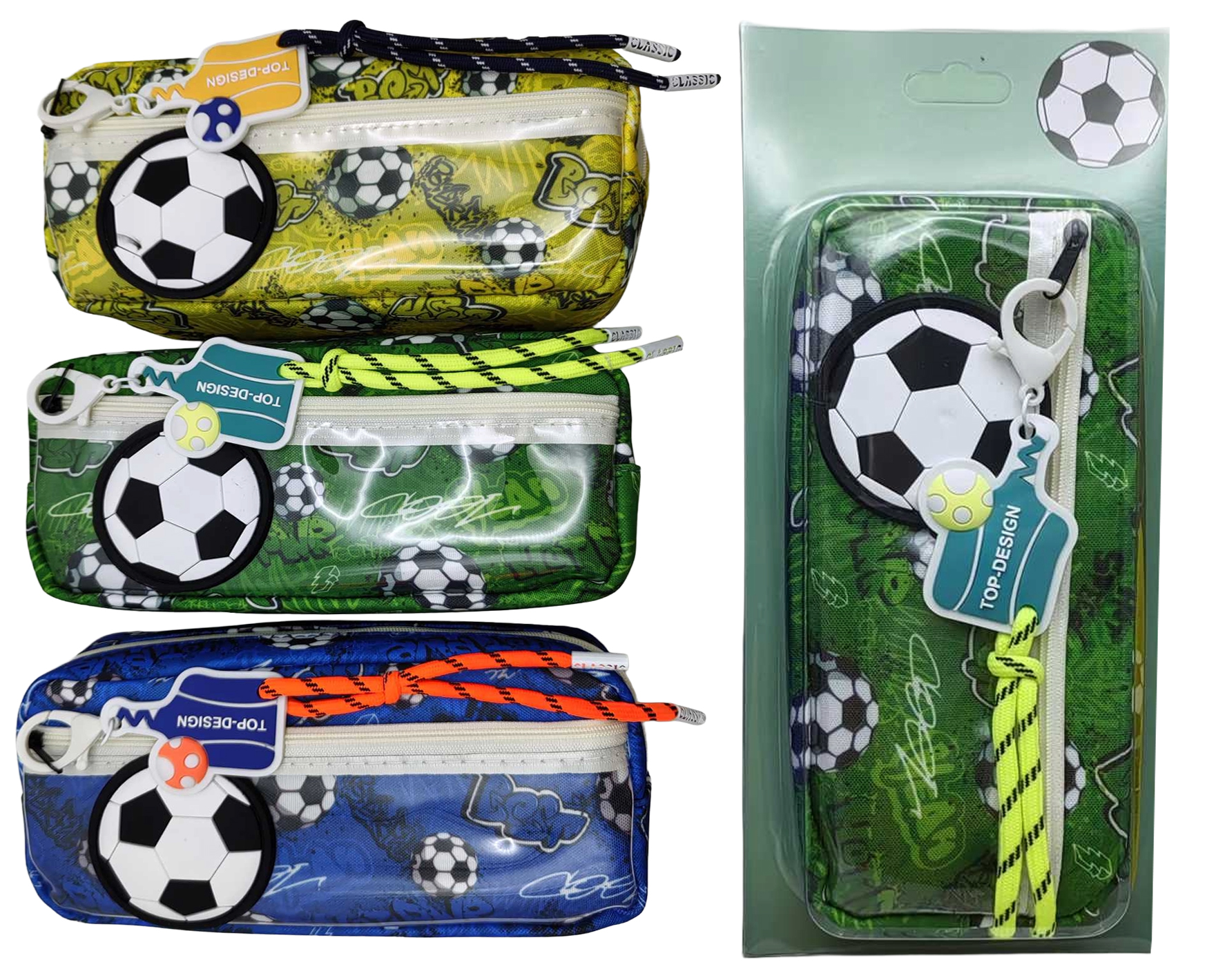 Пенал-косметичка /17874/ 2змійки з брелоком "Футбол football" уп.PVC (1/36)