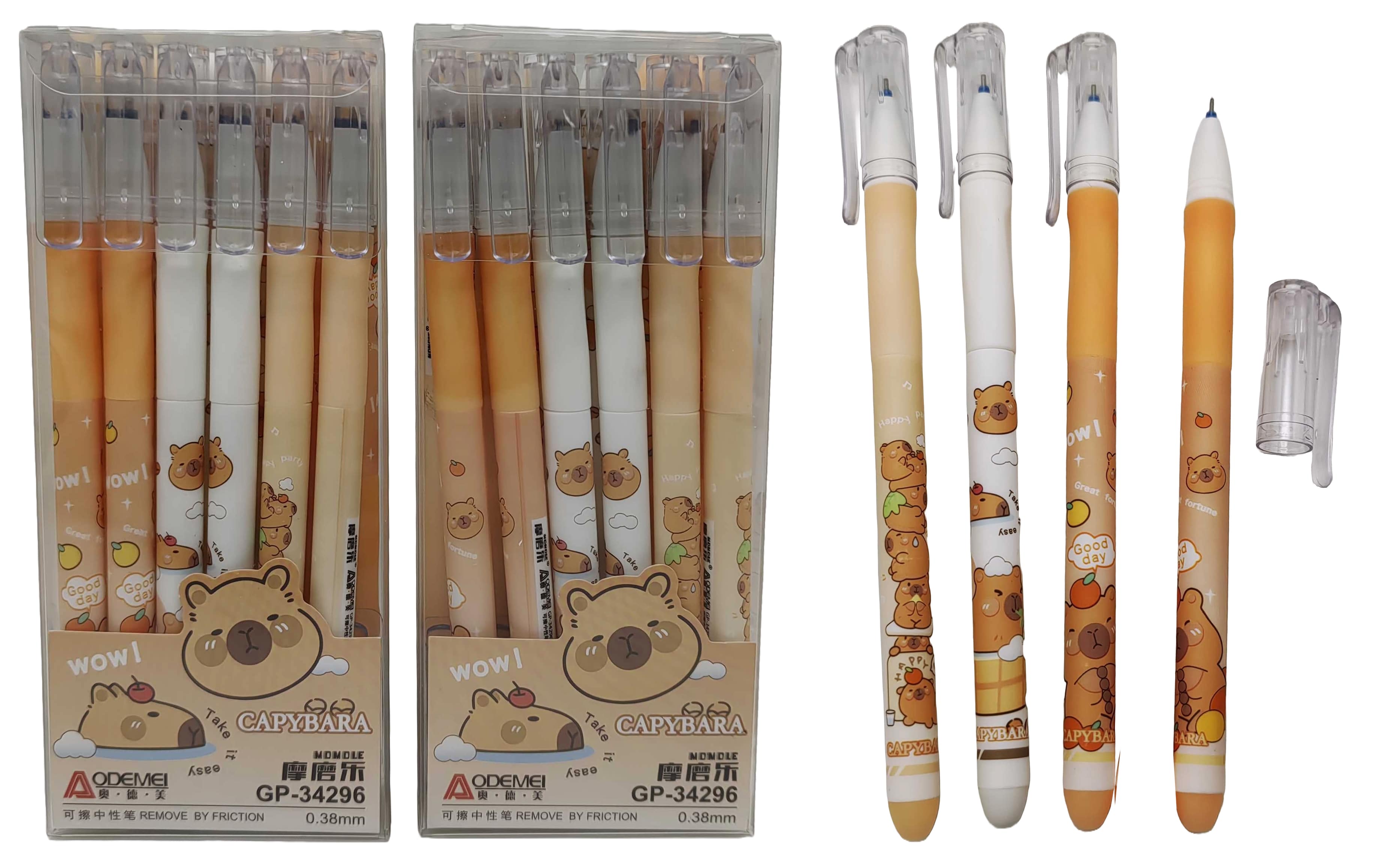 Gel pen "Write-erase" "Aodemei" /GP-34296/ with grip 0.38mm "Capybara" blue (12/144)