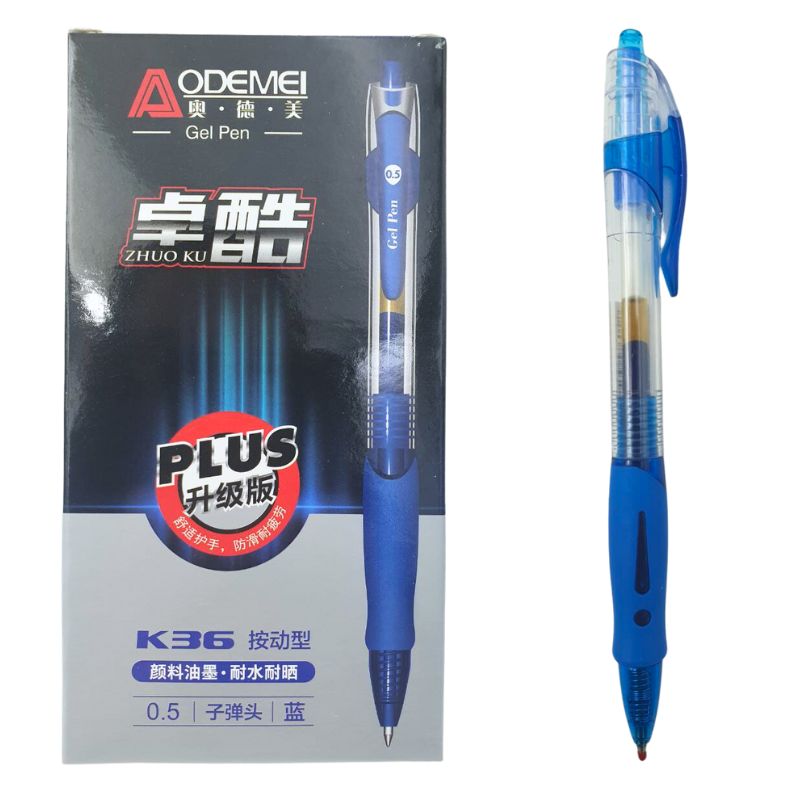 Pen gel machine "AODEMEI" /K36/Blue/ "Plus'' 0.5mm, blue (12/144/2880)