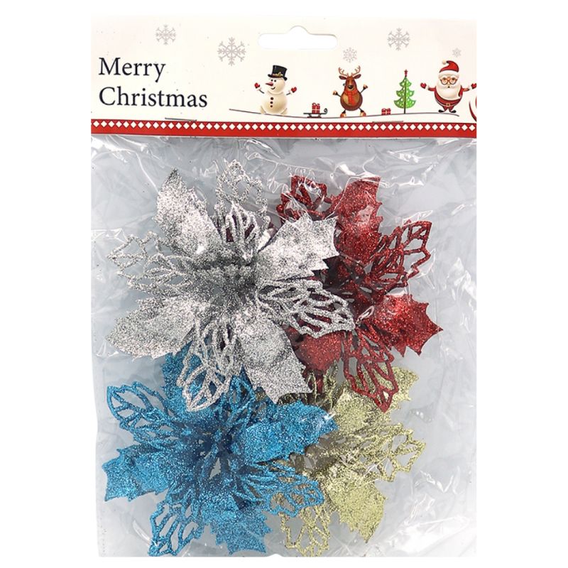 Christmas tree decorations "JO" /DSCN1065/ "Flowers" 4 pcs. (1/800)