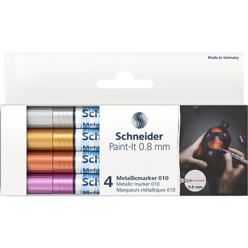 Набір маркерів 4 кол. "SCHNEIDER" /ML01011501/ акрилові, металік Paint-It 0,8 мм