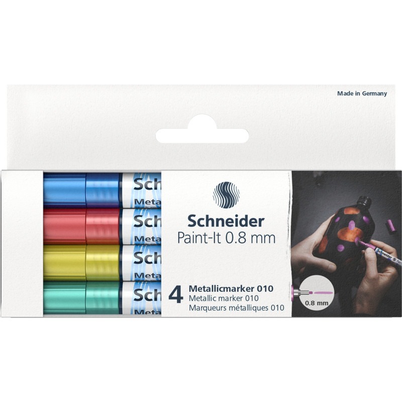 Набір маркерів 4 кол. "SCHNEIDER" /ML01011502/ акрилові, металік Paint-It 0,8 мм