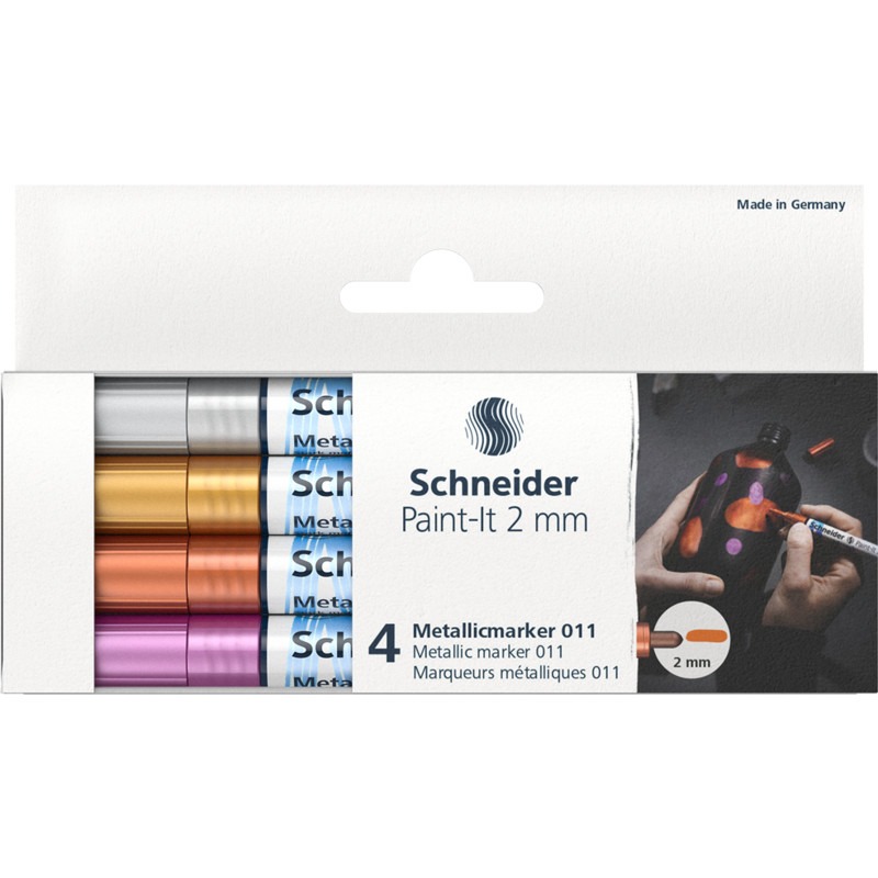 Набір маркерів 4 кол. "SCHNEIDER" /ML01111501/ акрилові, металік Paint-It 2,0 мм