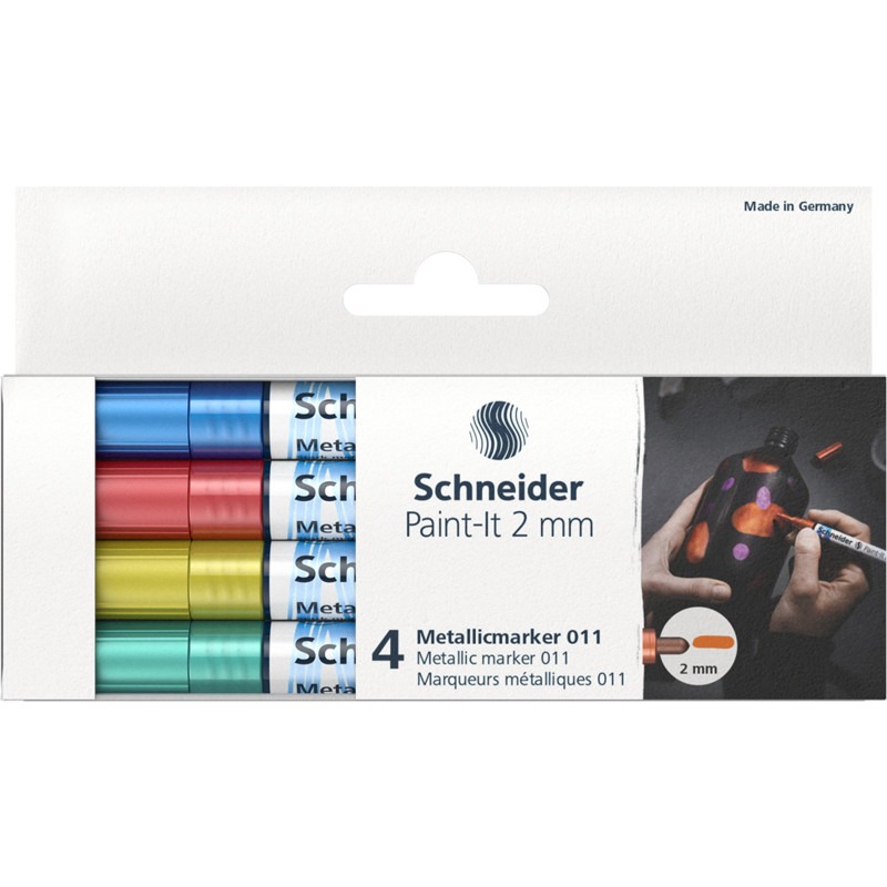 Набір маркерів 4 кол. "SCHNEIDER" /ML01111502/ акрилові, металік Paint-It 2,0 мм